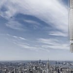 skyscraper hanging from space