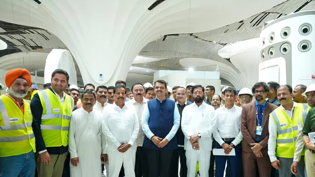 Maharashtra CM Fadnavis and Adani Group’s Jeet Adani Inspect Navi Mumbai International Airport